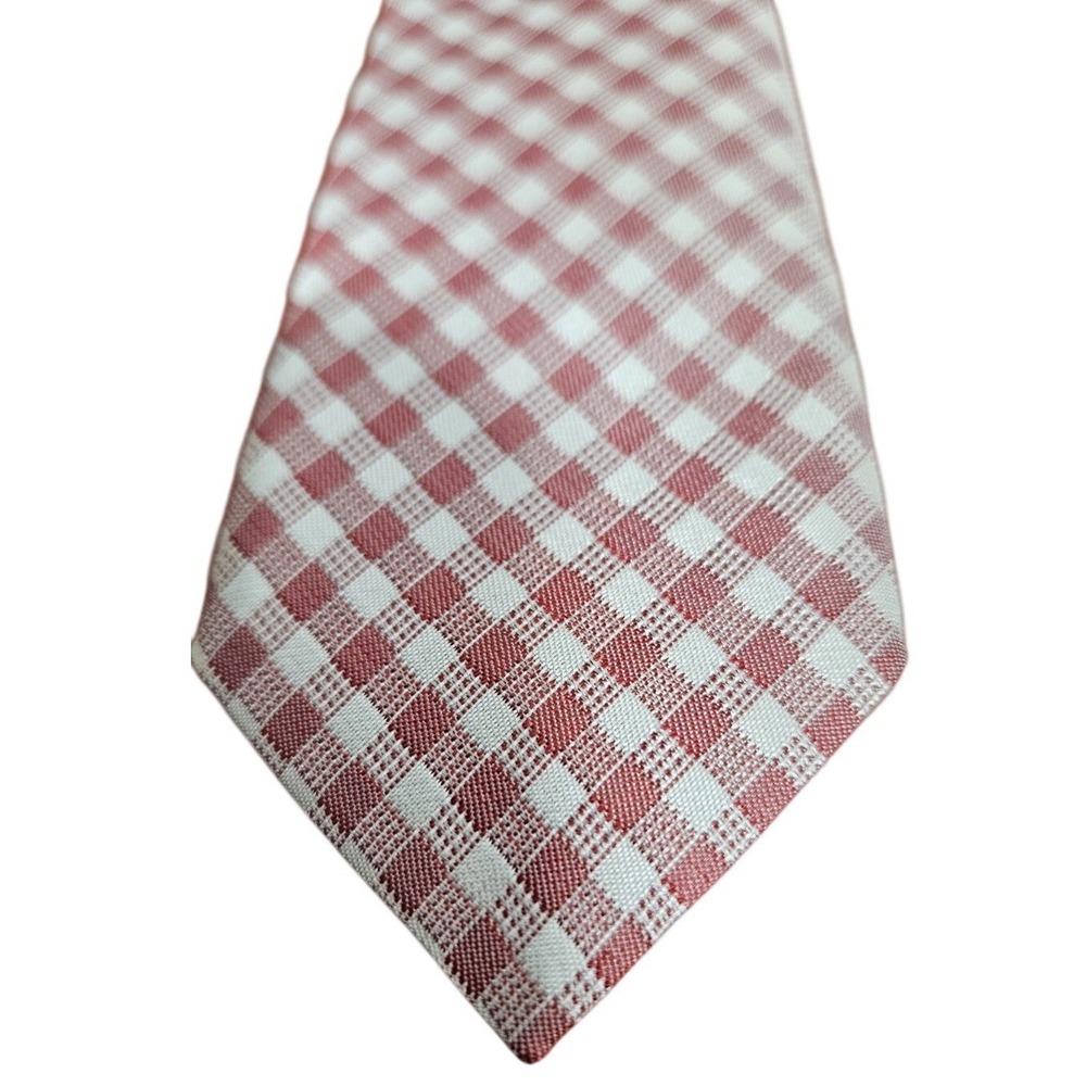 Zara Man Red and White Gingham Plaid Necktie Men's Formal‎ Business Accessory